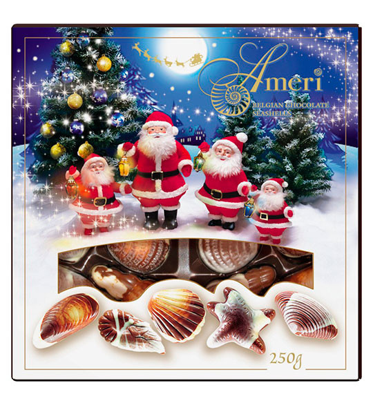 Ameri конфеты шоколадные Санта Клаусы новогодняя упаковка 250 гр