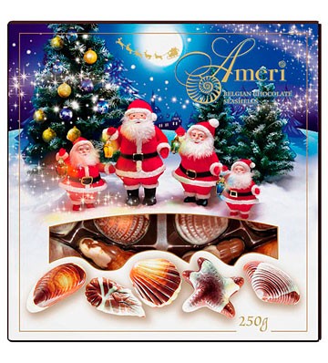 Ameri конфеты шоколадные Санта Клаусы новогодняя упаковка 250 гр х 12 шт.