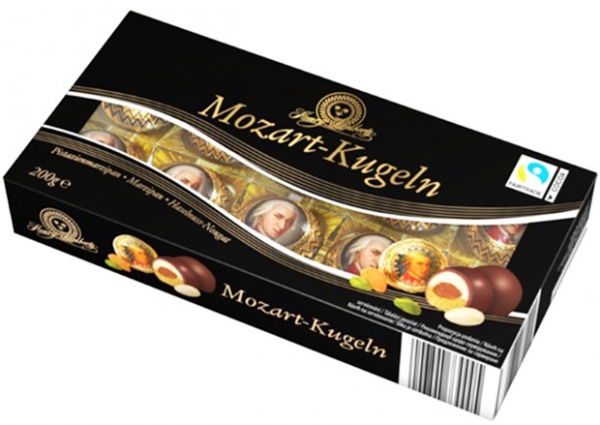 Lambertz Mozart Kugeln в темном шоколаде c окном 200 г