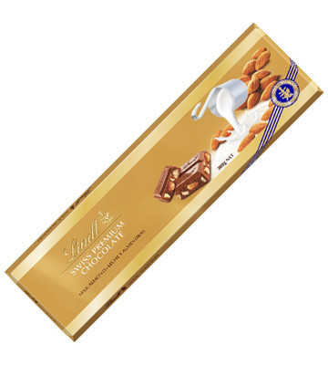 Шоколад Lindt Swiss Premium молочный с цельным миндалем 300 г