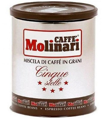 Molinari Пять Звезд кофе в зернах 250 г жб