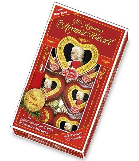Reber Mozart новогодние шоколадные Сердечки-мини 80 г